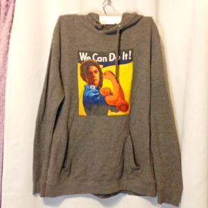 Woman's XL hoodie gray color graphic sweatshirt